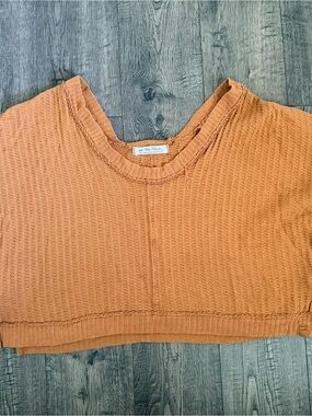 We The Free Cropped Waffle Knit Top - Rust